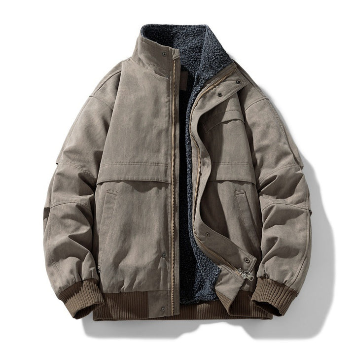 Herren gefütterte Winterjacke mit Teddyfutter, winddichter Außenhülle und bomber-inspirierter Passform Drune