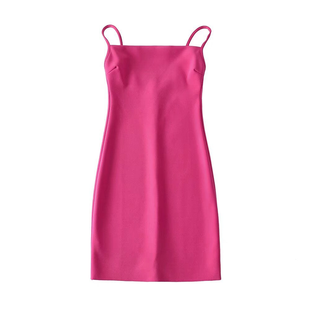 Damen elegantes Spaghettiträger-Kleid Drune