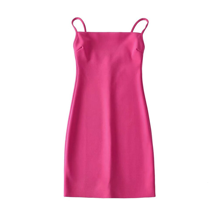 Damen elegantes Spaghettiträger-Kleid Drune