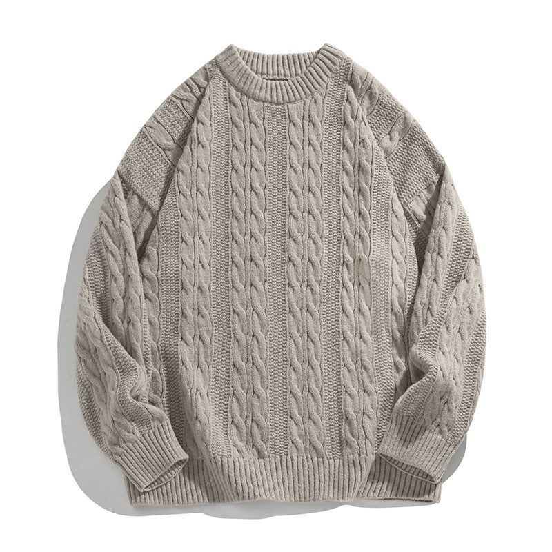 Unisex Zopfstrick-Oversize-Pullover mit grobem Rippenbund und kastigem Schnitt Drune