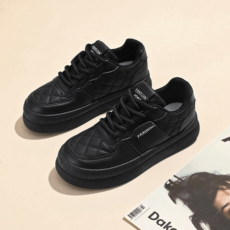 Unisex gestepptes Plateau-Sneaker aus Kunstleder mit gepolstertem Schaft und dämpfender Leichtsohle Drune