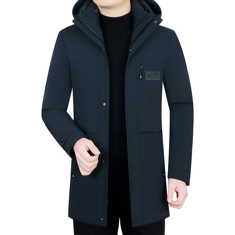 Herren Moderner wasserabweisender Longparka mit Kapuze und leichter Thermoisolierung Drune