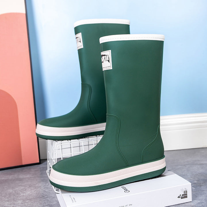 Damen Mittelhohe Plateau-Regenstiefel mit wasserfester Vollgummi-Konstruktion Drune