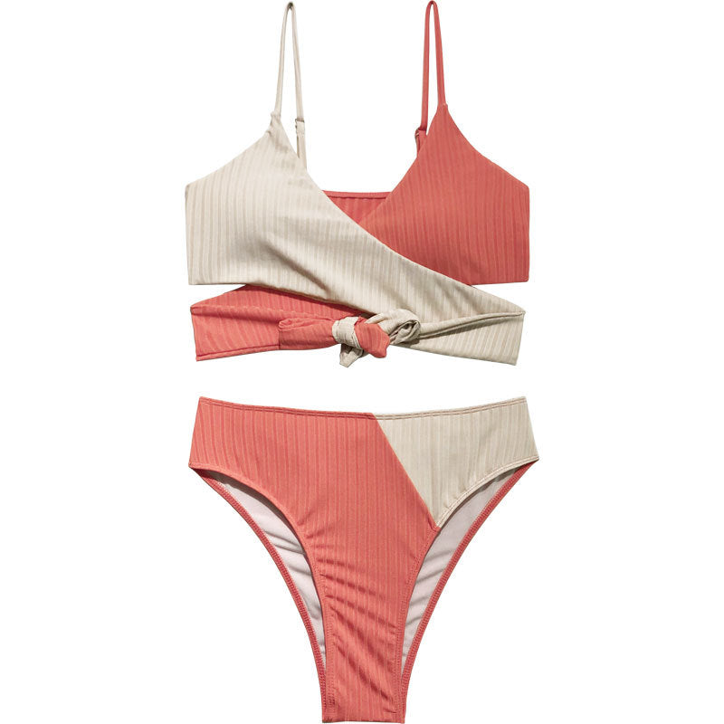 Damen Rippmuster Bikini-Set mit verstellbaren Trägern Drune