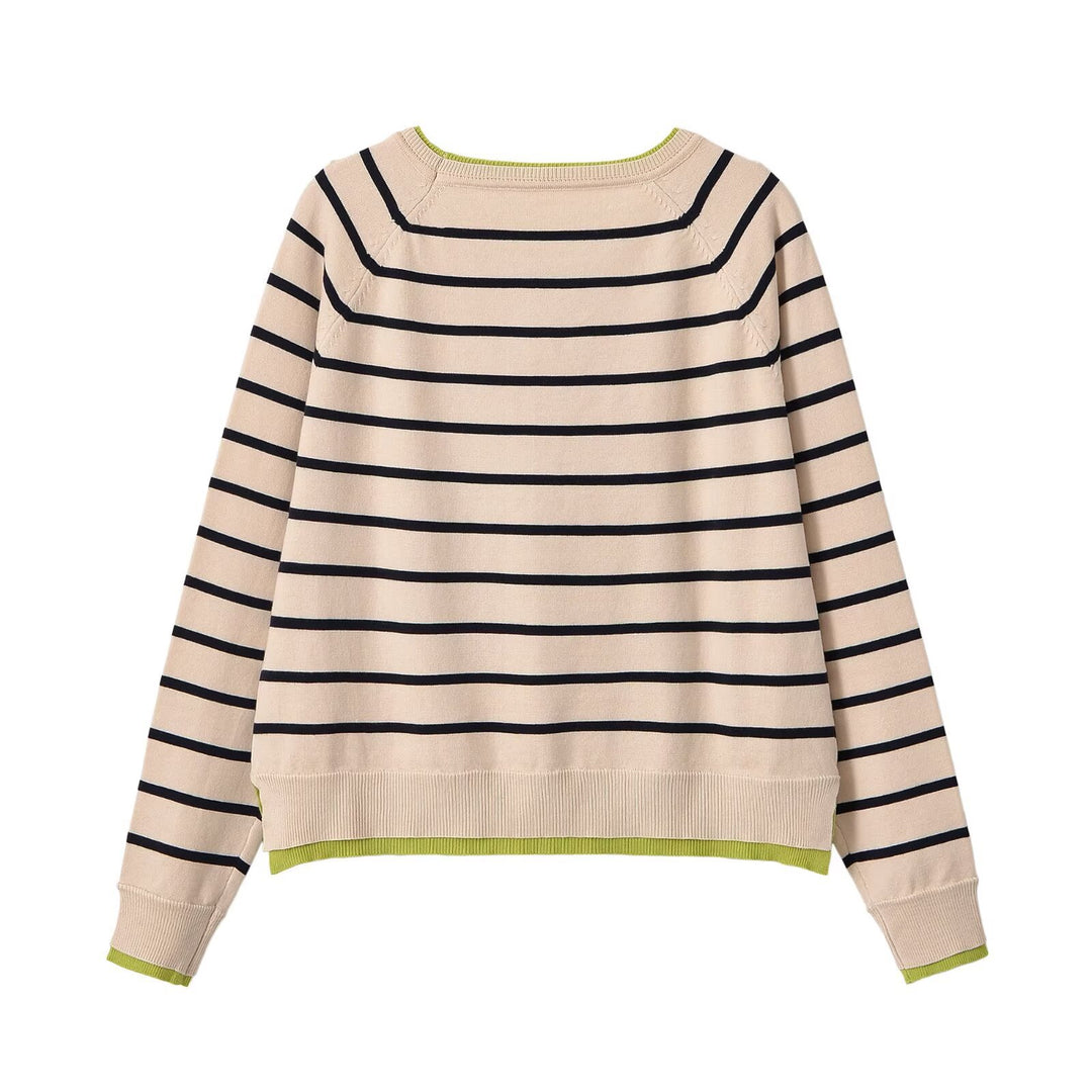 Damen Feinstrick-Pullover mit Lagenoptik, Rundhalsausschnitt und Raglanärmeln Drune