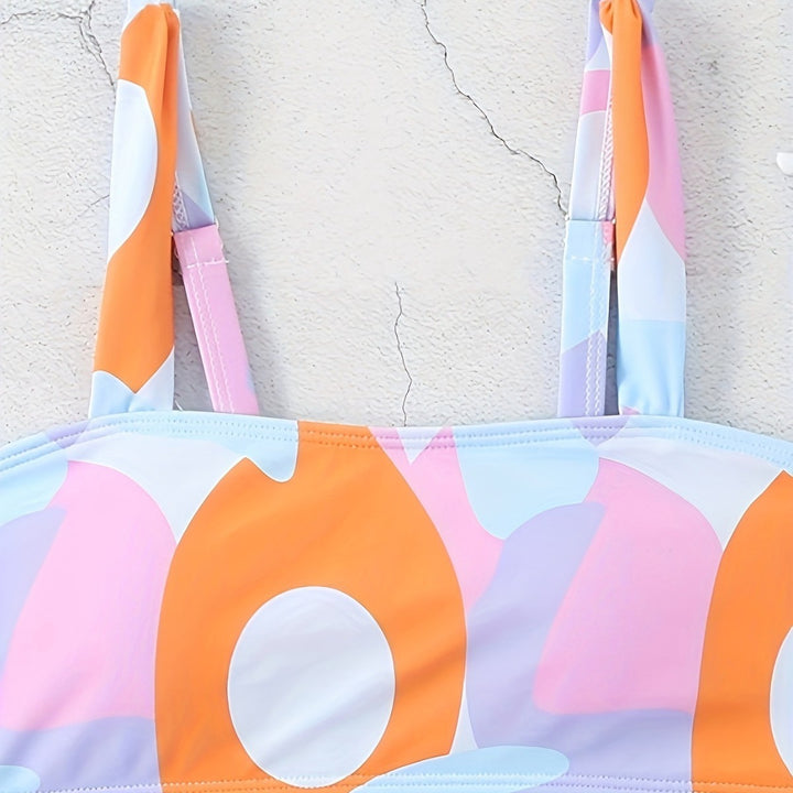 Damen Bikini-Set mit modischem grafischen Design und breiten Trägern Drune
