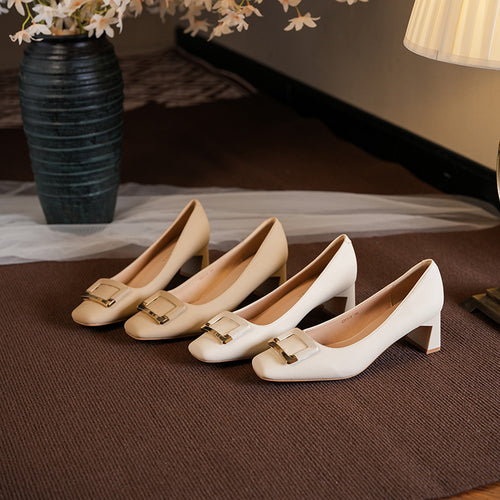 Damen Blockabsatz Kleider Pumps Drune