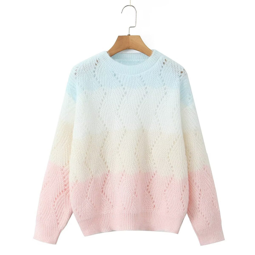 Damen Strickpullover mit modernem Wellenmuster und sanften Farbverläufen Drune