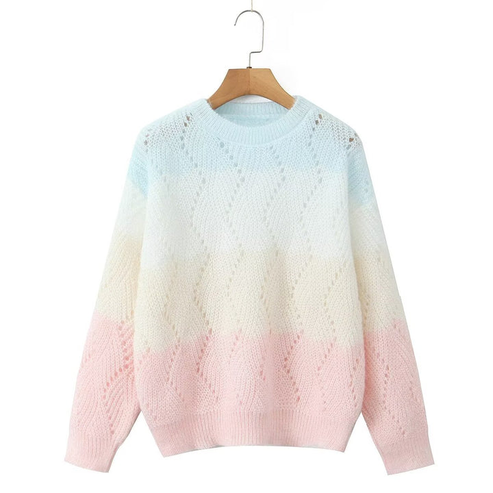 Damen Strickpullover mit modernem Wellenmuster und sanften Farbverläufen Drune