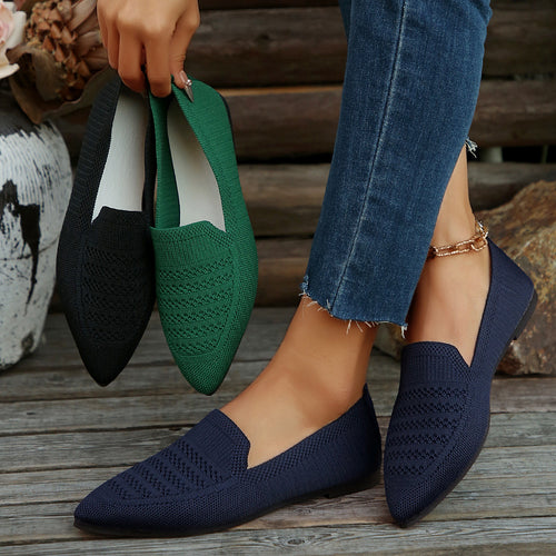 Damen Slipper mit atmungsaktivem Strickmaterial Drune