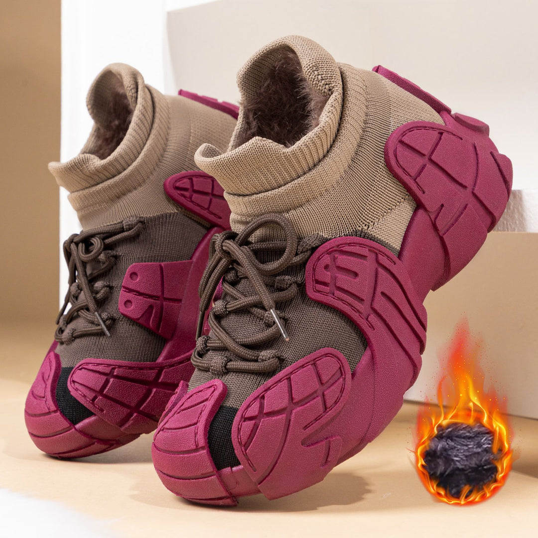 Damen nan gestrickter gefütterter Plateau-Sneaker mit sockenähnlichem Schaft, robuster Gummioptik-Sohle und gepolstertem Komfortfußbett Drune