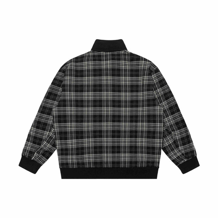 Damen Sweatjacke mit Stehkragen und kariertem Schulterstreifen Drune