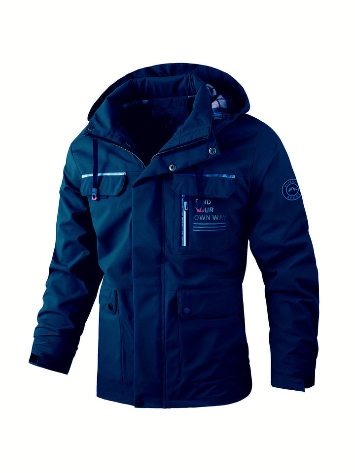 Herren wasserabweisender Utility‑Parka mit Kapuze, Mehrfach‑Taschen und Windschutz Drune