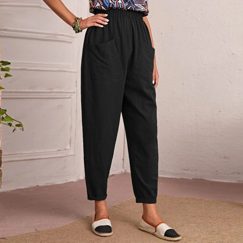 Damen Bequeme Utility-Hose mit elastischem Bund und praktischen Taschen Drune