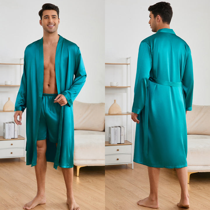 Herren Satin Morgenmantel mit luxuriösem Finish und praktischen Taschen Drune