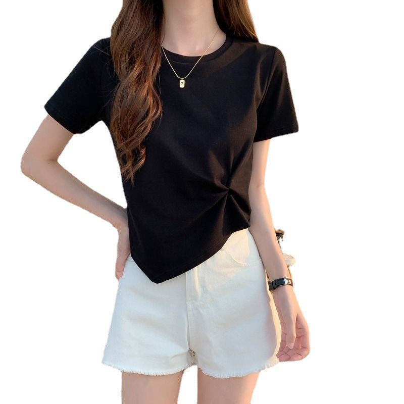 Damen Cropped T-Shirt mit dekorativem Knoten-Design und modernem Schnitt
