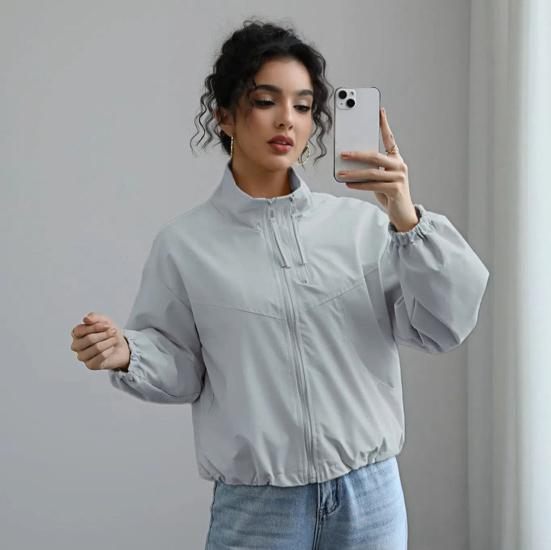 Damen Lässige Oversize-Blousonjacke mit Ballonärmeln Drune