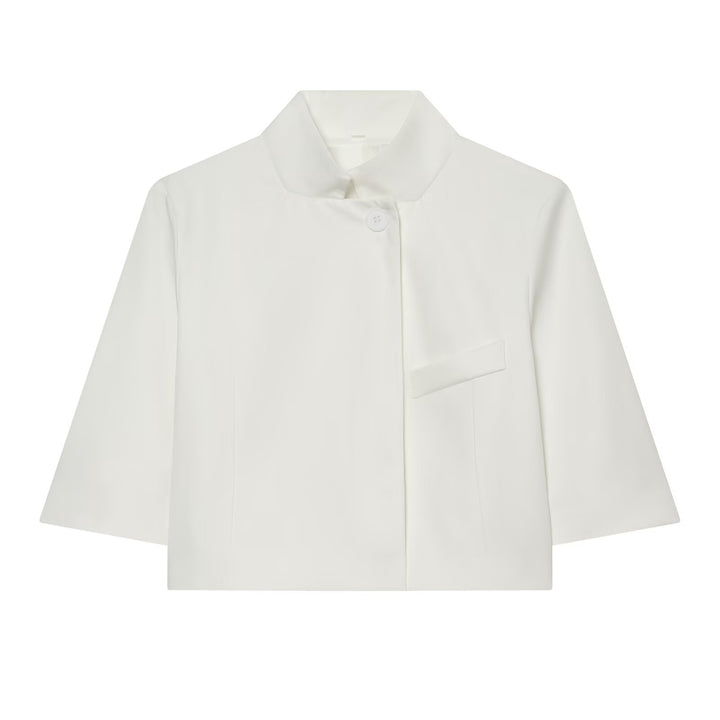 Damen Kurzgeschnittene Boxy-Jacke mit Stehkragen und Dreiviertelärmeln Drune