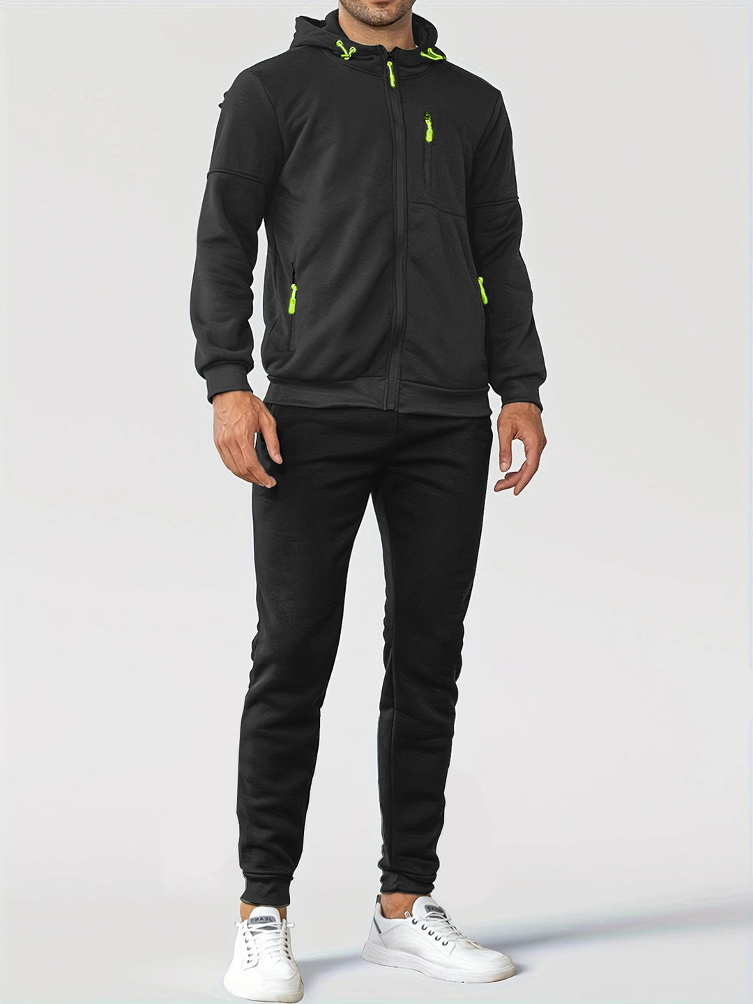 Herren technische Kapuzenjacke mit durchgehendem Frontreißverschluss, Brusttasche mit Reißverschluss und elastischen Bündchen Drune