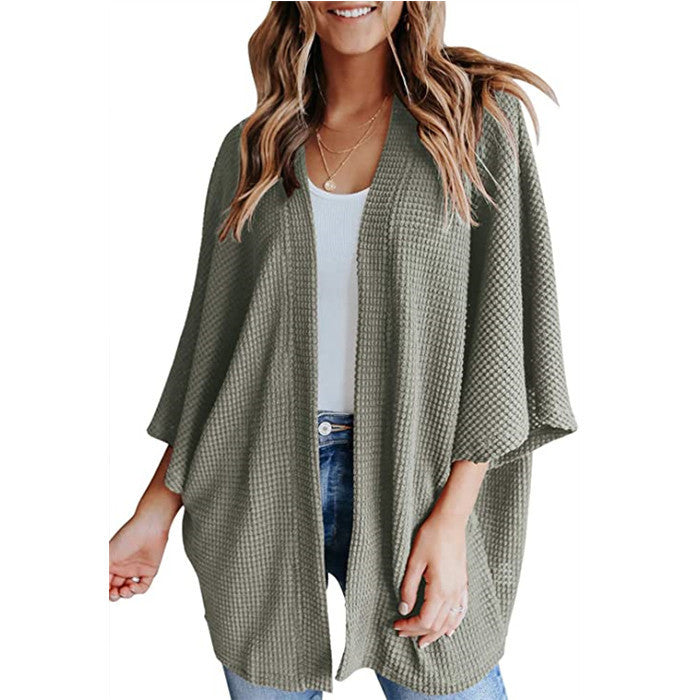 Damen lässiger Strickjacke im Waffelmuster Drune