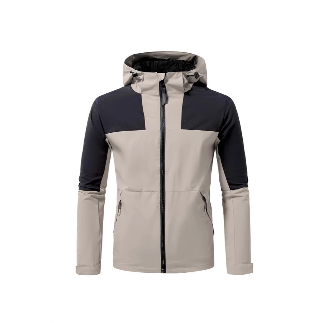 Herren Windbreaker Jacke mit verstellbarem Kapuzenkragen und seitlichen Taschen Drune