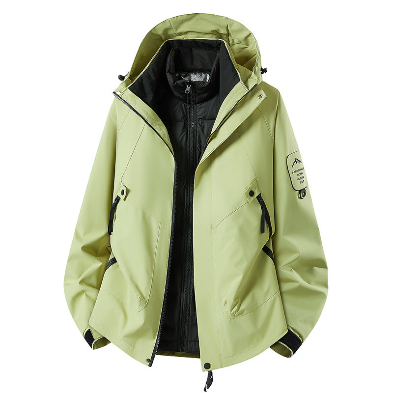 Herren Zwei-in-eins Wetterschutzjacke mit abnehmbarer Steppweste und verstellbarer Kapuze Drune