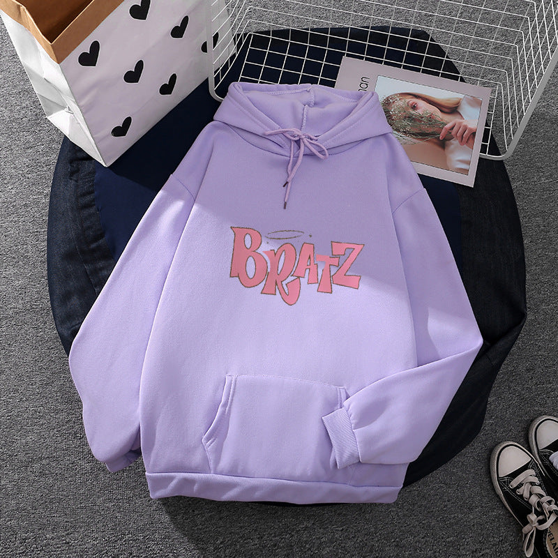 Damen nan lässiger Kapuzenpullover im Oversized-Schnitt mit Lettering-Grafik und Kängurutasche Drune