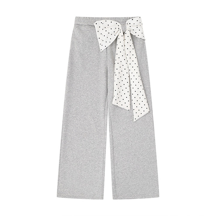Damen Culotte-Jogginghose mit weitem Bein und dekorativer Tupfen-Schleife Drune