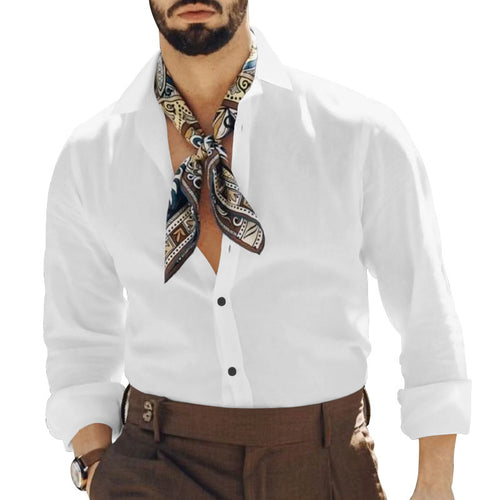 Herren Elegantes Hemd mit modischem Halstuch Drune