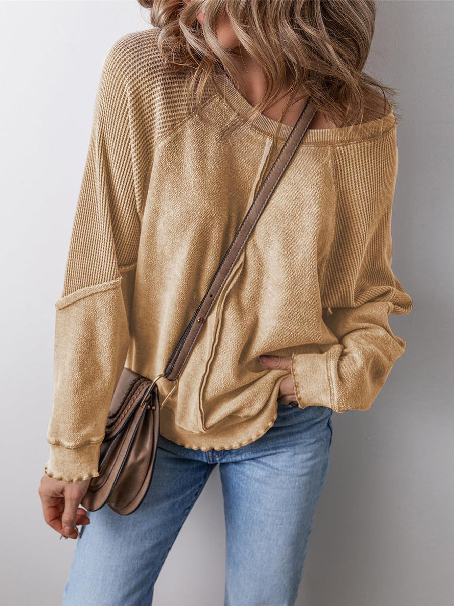 Damen lässiger Pullover mit weitem Ausschnitt Drune
