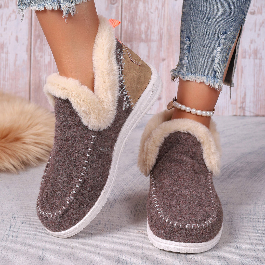Damen Gefütterte Filz-Mules mit Teddyfutter und ergonomischer Gummisohle Drune