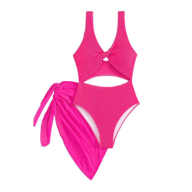 Damen Einteiler Badeanzug mit kreativen Cut-Outs und stilvollem Wickelrock Drune