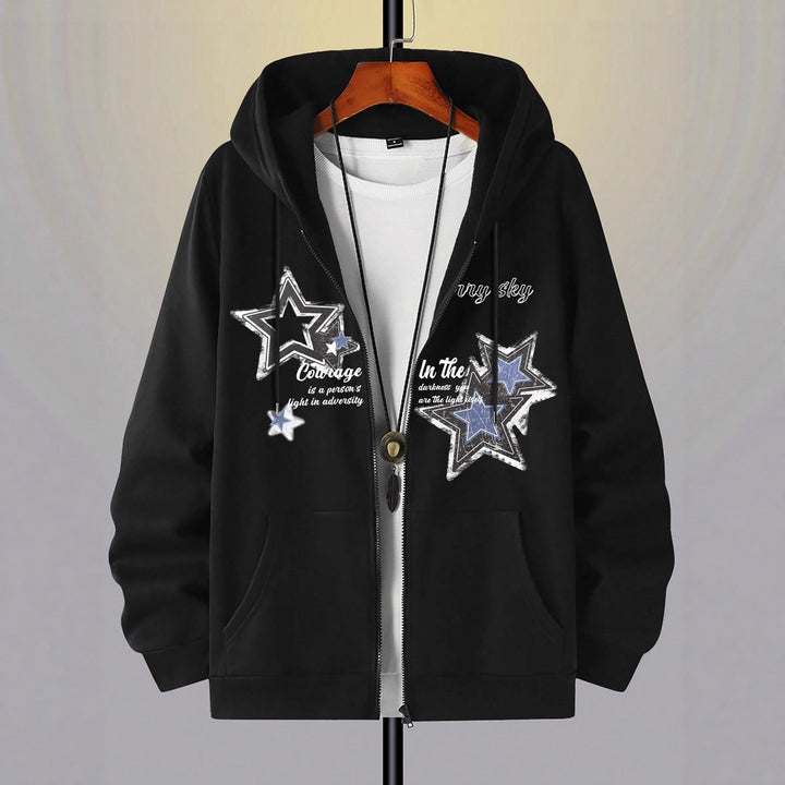 Herren Kapuzenjacke mit praktischem Reißverschluss und stylischem Sternenmotiv Drune