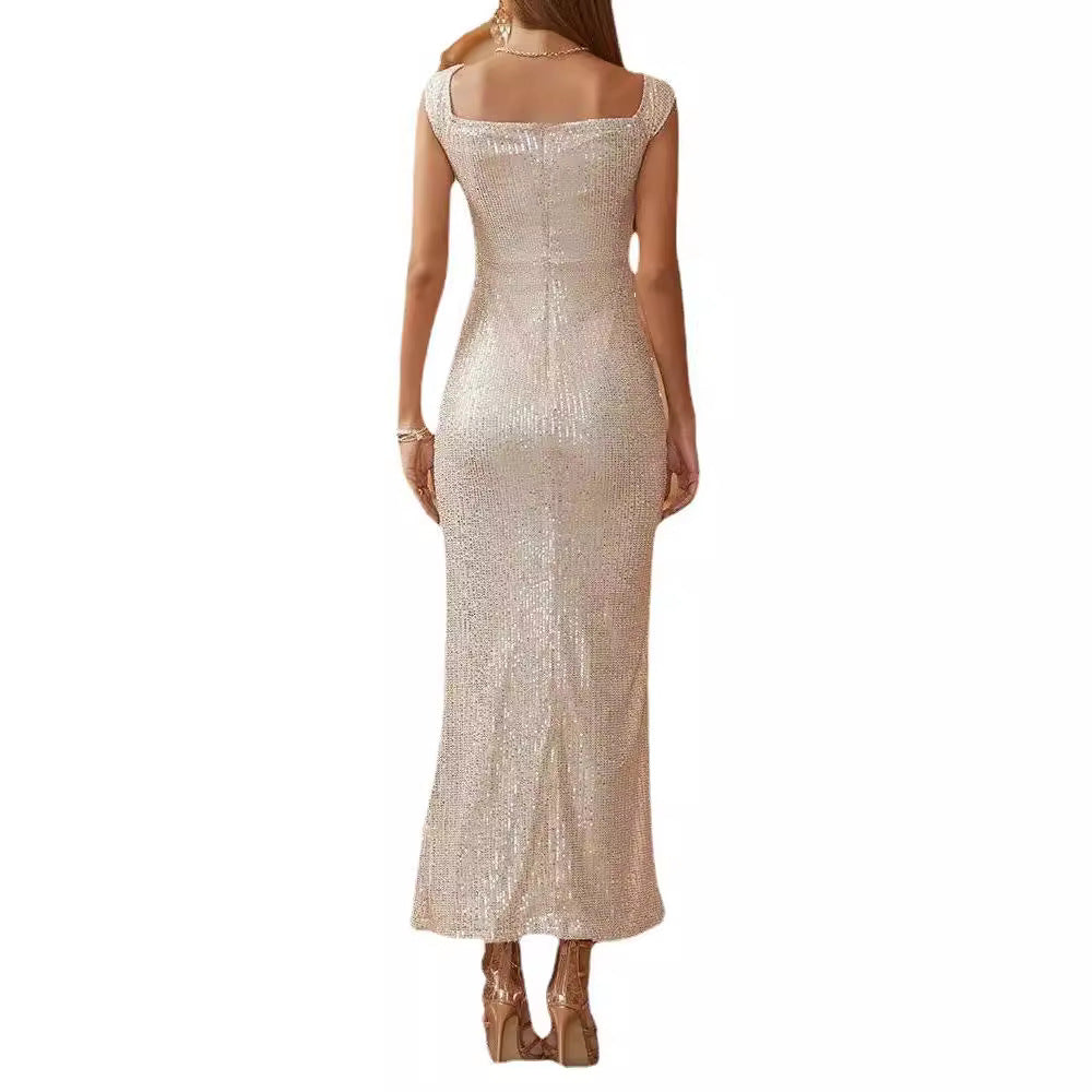 Damen Funkelndes Abendkleid mit schimmernden Pailletten und elegantem Schlitz Drune