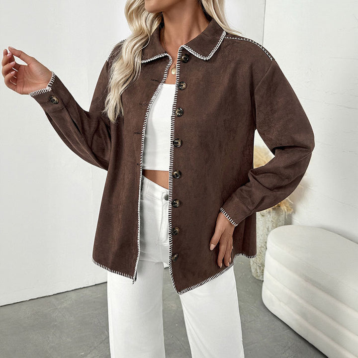Damen Elegantes Overshirt aus Velourslederimitat Drune