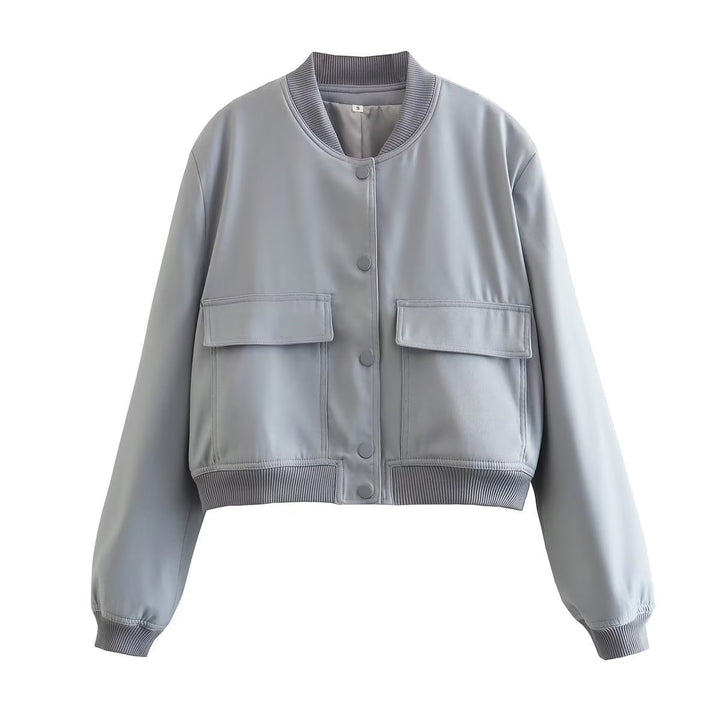 Damen Kurzblouson im Utility‑Stil mit Klappentaschen und Rippbündchen Drune