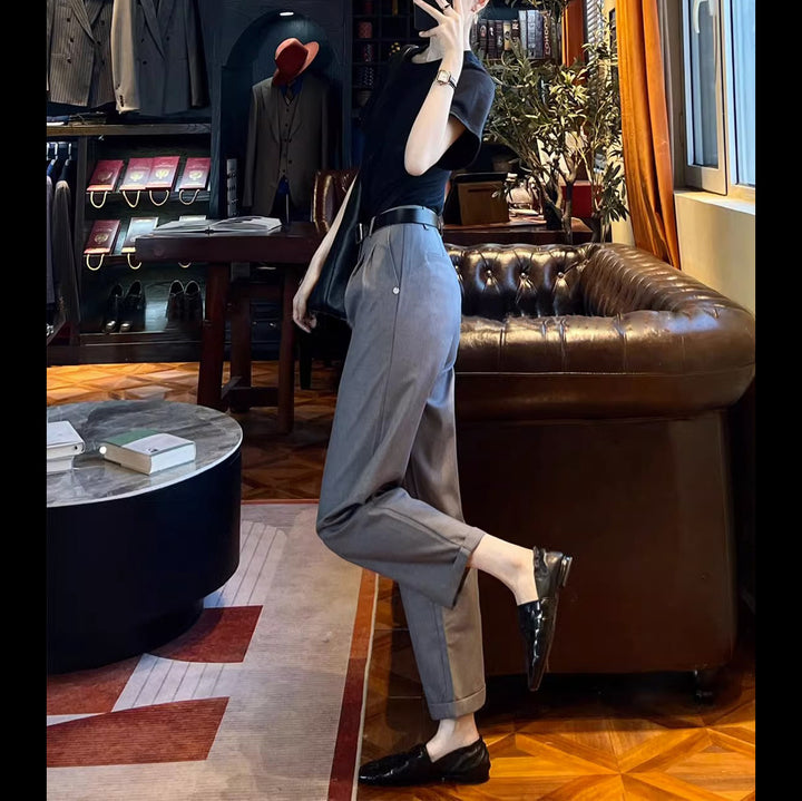 Damen Culotte-Anzughose mit Bundfalten und Umschlag Drune