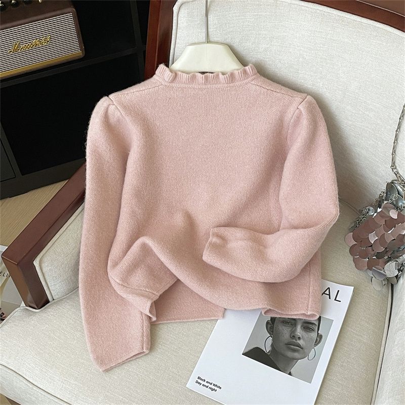 Damen Elegante Strickjacke mit Rüschendetail Drune