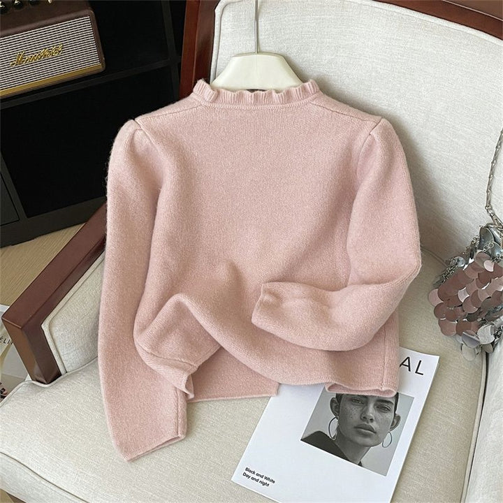 Damen Elegante Strickjacke mit Rüschendetail Drune