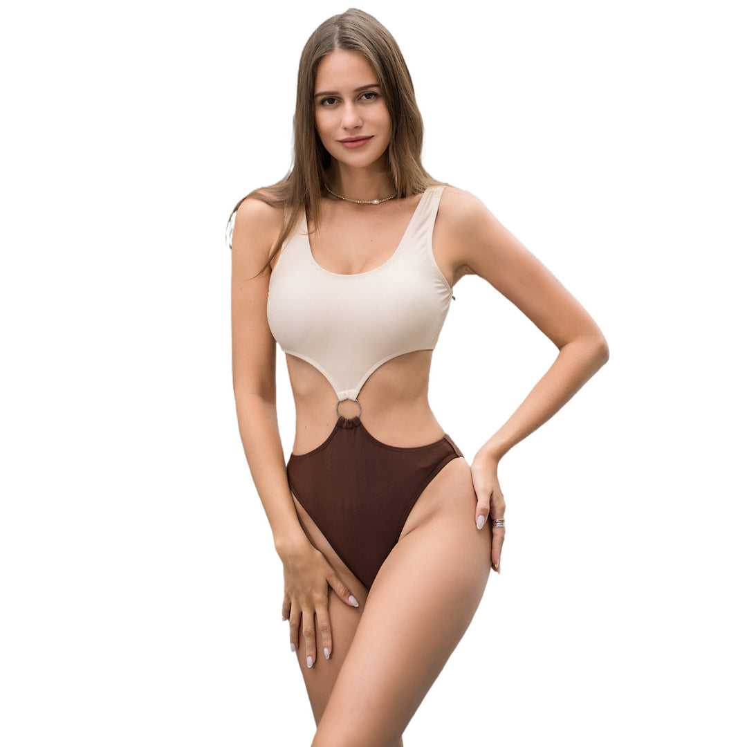 Damen Einteiler Badeanzug mit innovativem Cut-Out und schickem Ringdetail Drune