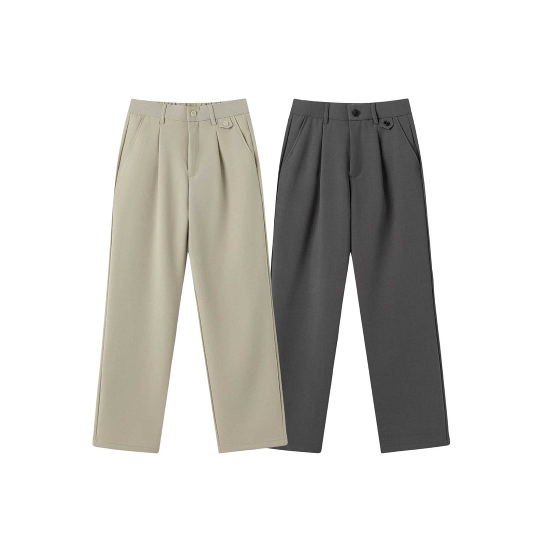 Damen Weite Bundfaltenhose mit hoher Taille und klassischem Bunddetail Drune