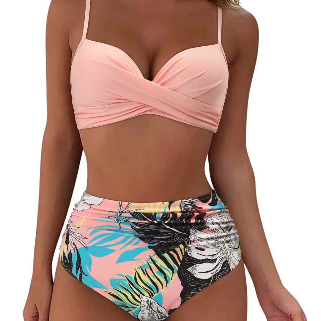 Frau Hochtailliertes verdrehtes Bikini-Set Drune