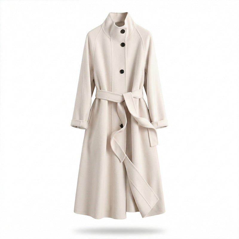 Damen Stylischer und eleganter Mantel mit hohem Kragen Drune
