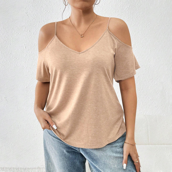 Damen lässiges T-Shirt mit Cut-Out-Ärmeln Drune