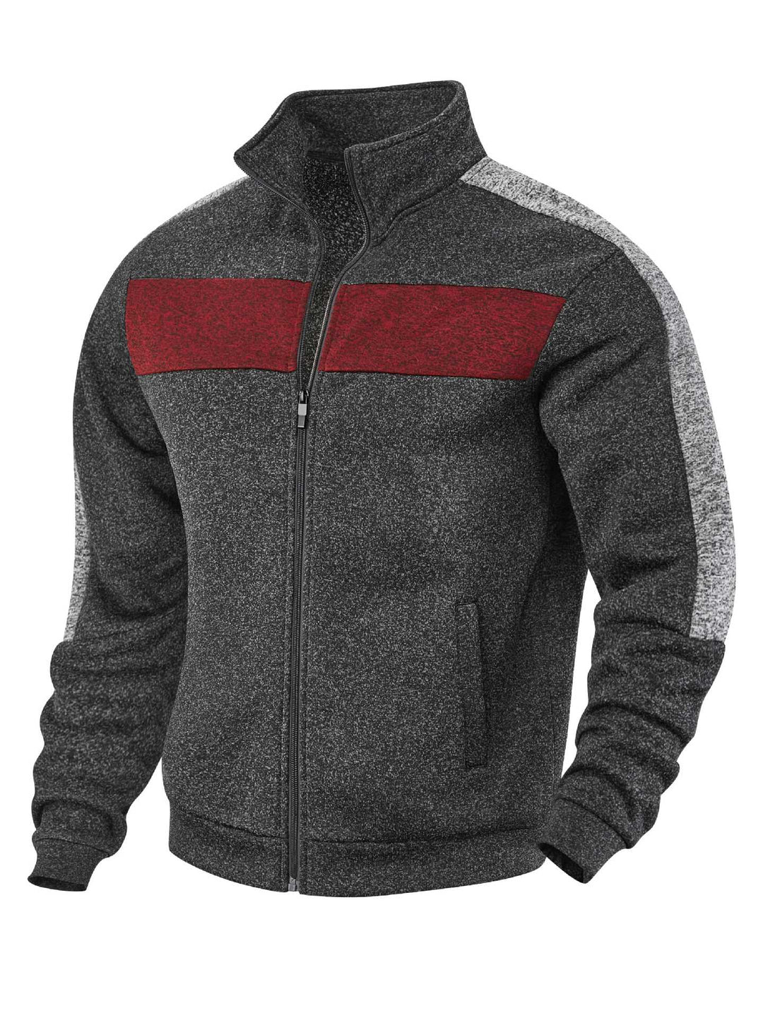 Herren Sportliche Fleecejacke mit hohem Kragen und reflektierenden Akzenten Drune