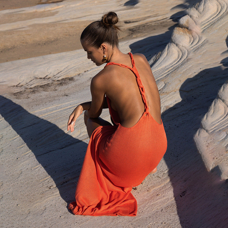 Damen elegantes Maxikleid mit verführerischen Seitenschlitzen Drune