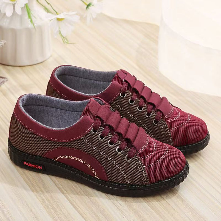Damen modische Freizeit-Sneaker mit elastischen Schnürsenkeln Drune