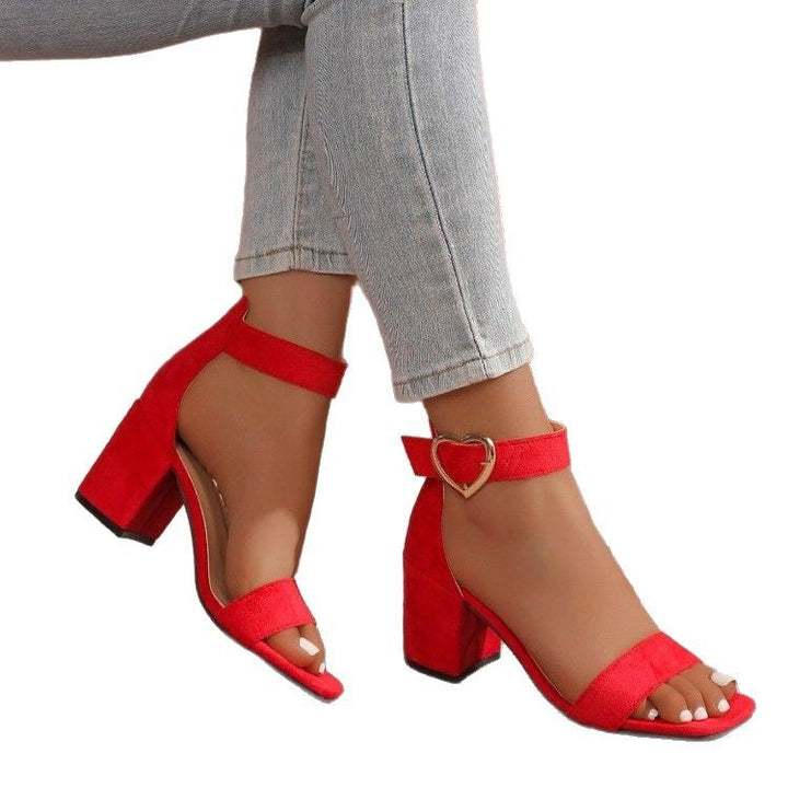 Damen Sandalen mit herzförmigem Schnallen-Detail und komfortablem Blockabsatz Drune