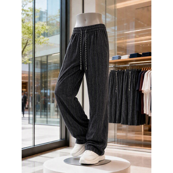Herren Weite texturierte Loungehose mit Kordelzug und elastischem Bund Drune