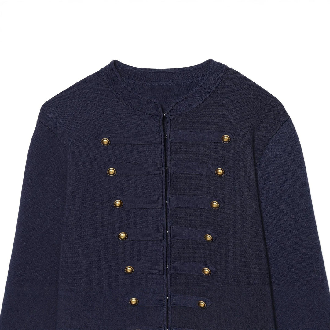 Damen nan militärinspirierte Kurzjacke mit Stehkragen und dekorativer Zierknopfleiste Drune
